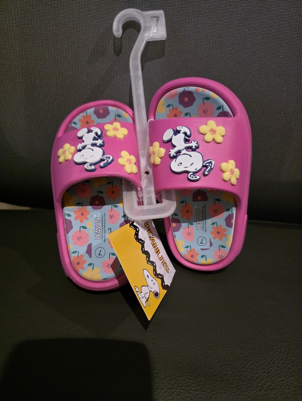Peanuts Pink Snoopy Floral Slide Sandals for Kids